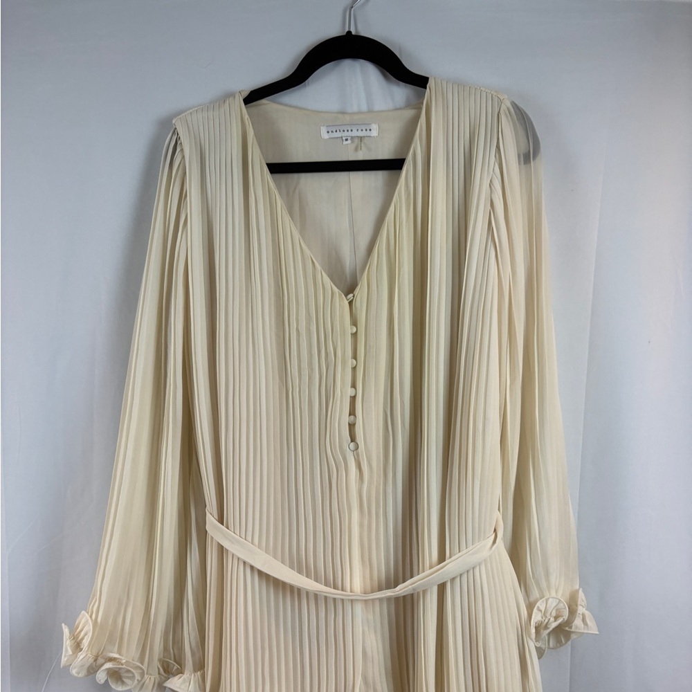 Endless Rose Cream Long Sleeve Pleated Romper - Picture 2 of 11